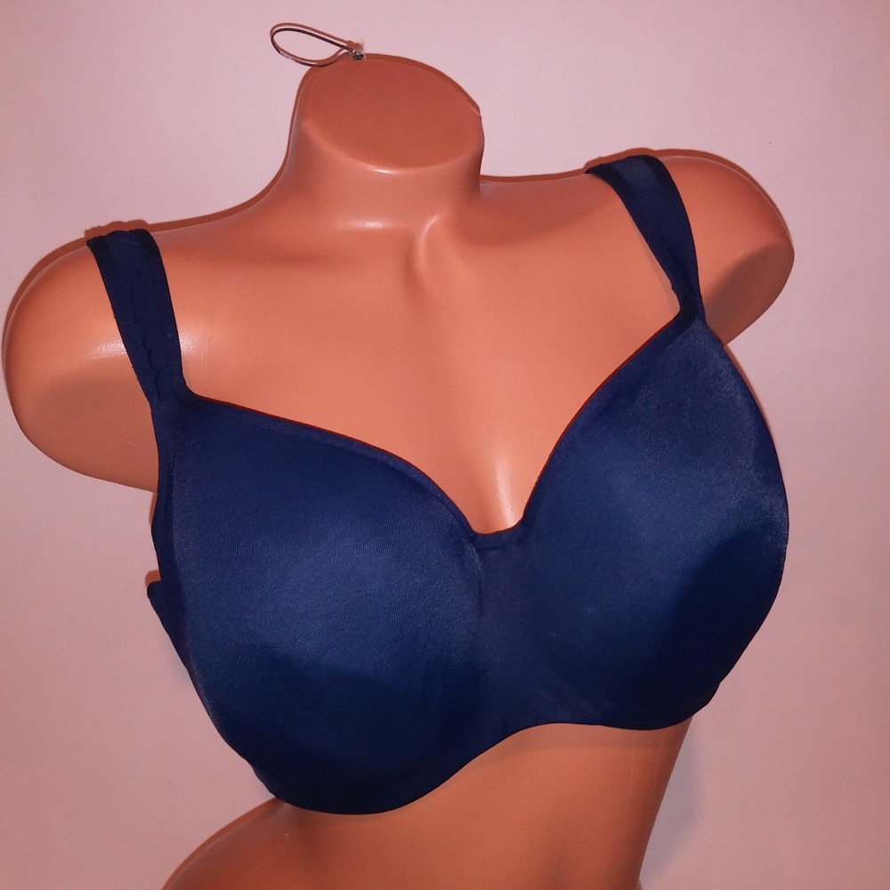 Cacique Bra 40dd Navy Blue Solid Underwire - image 3
